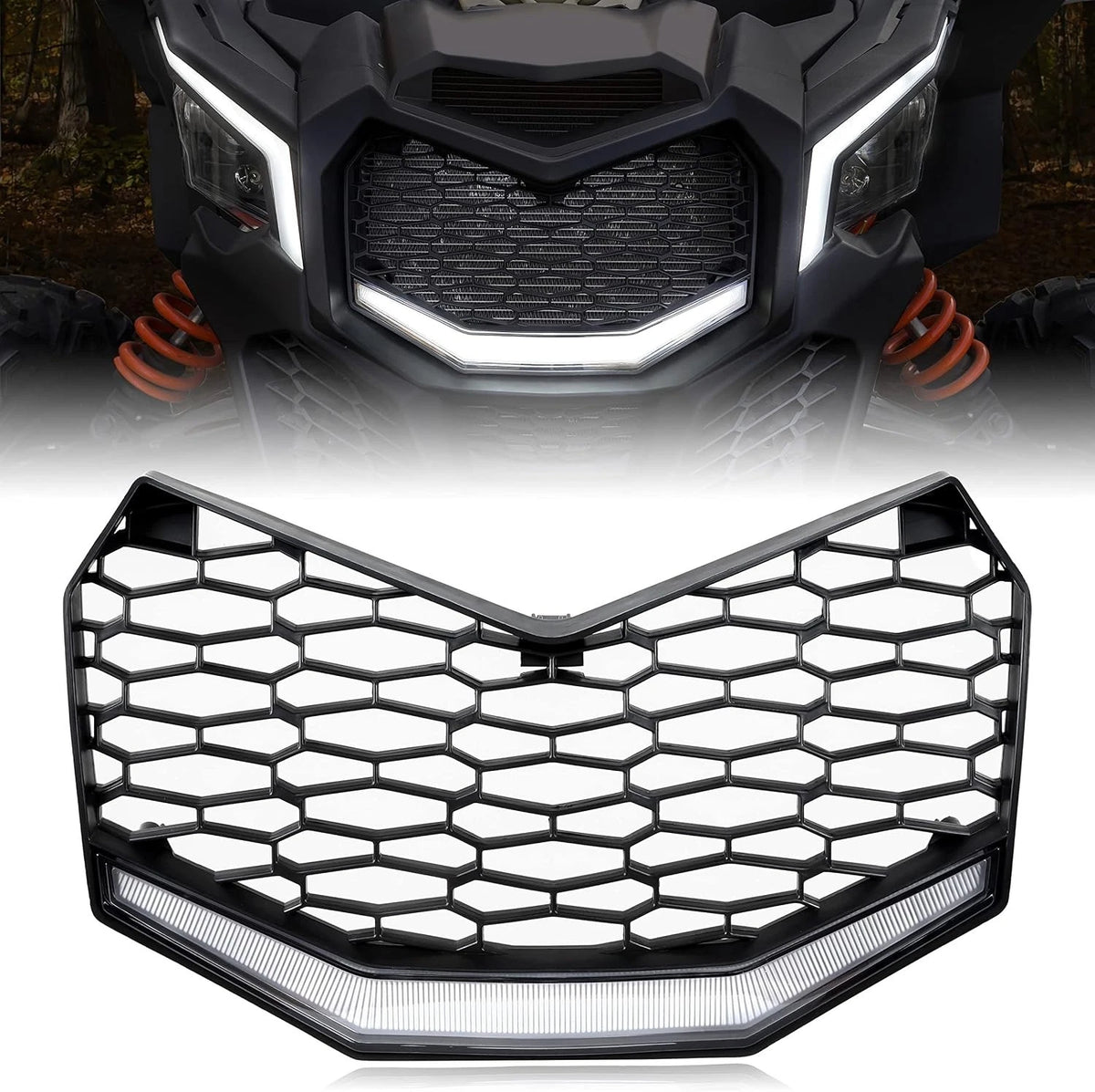 Front Mesh Grille with LED Lights for Can-Am Maverick X3 2017-2026 product view