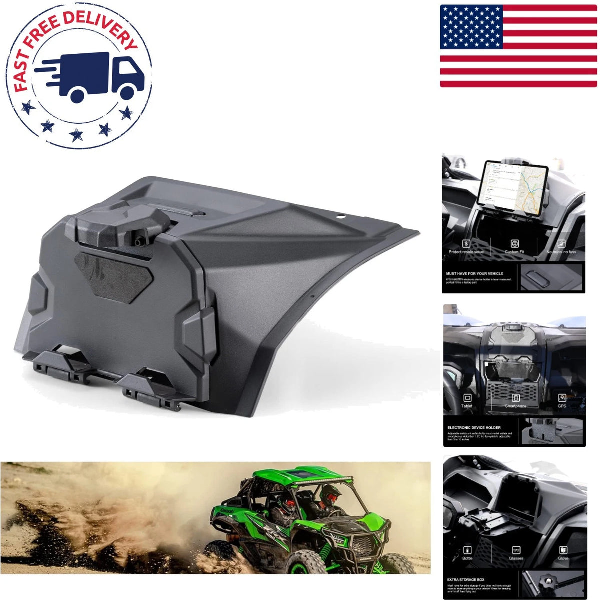 Tablet and Phone Holder with Storage Box for Kawasaki Teryx KRX 1000 2020-2026 product view