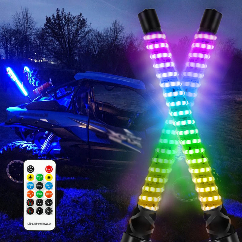 1-Foot RGB LED Spiral Whip Light Set for Kawasaki Teryx KRX 1000 product view